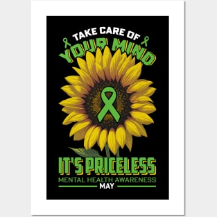 Take Care Of Your Mind It's Priceless | Mental Health Awarness Posters and Art